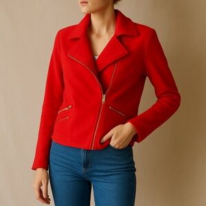 International Concepts Red Short Cotton Jacket Size Medium